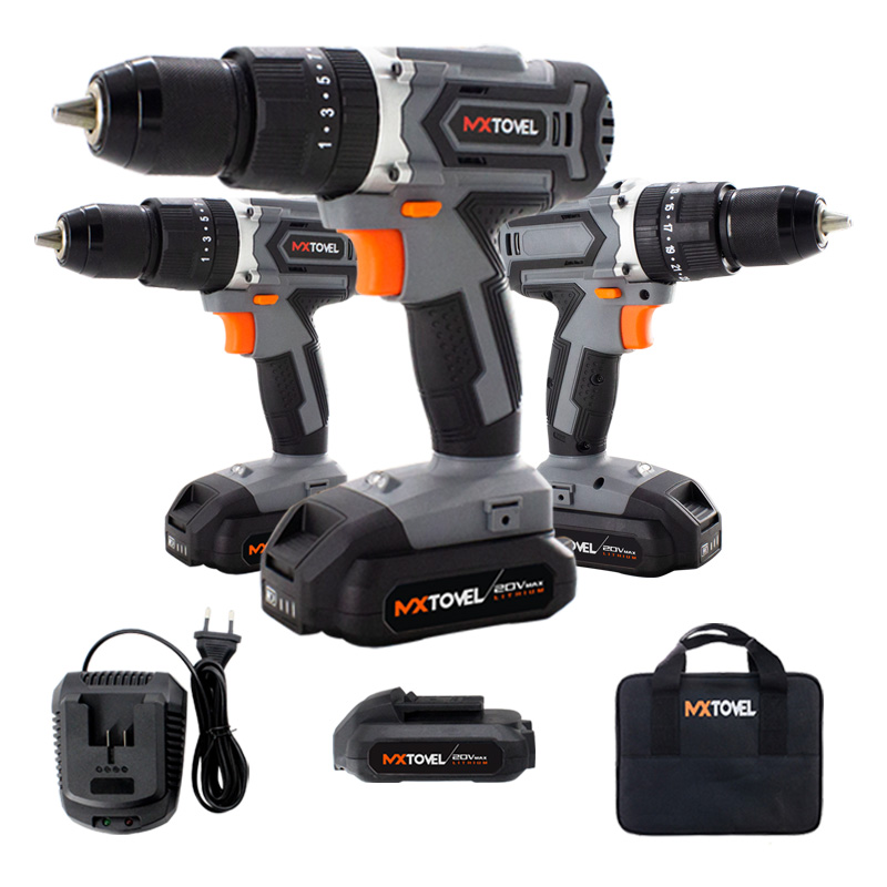 20V Cordless Hammer Drill Combo Tools Kit Set with Lithium Battery